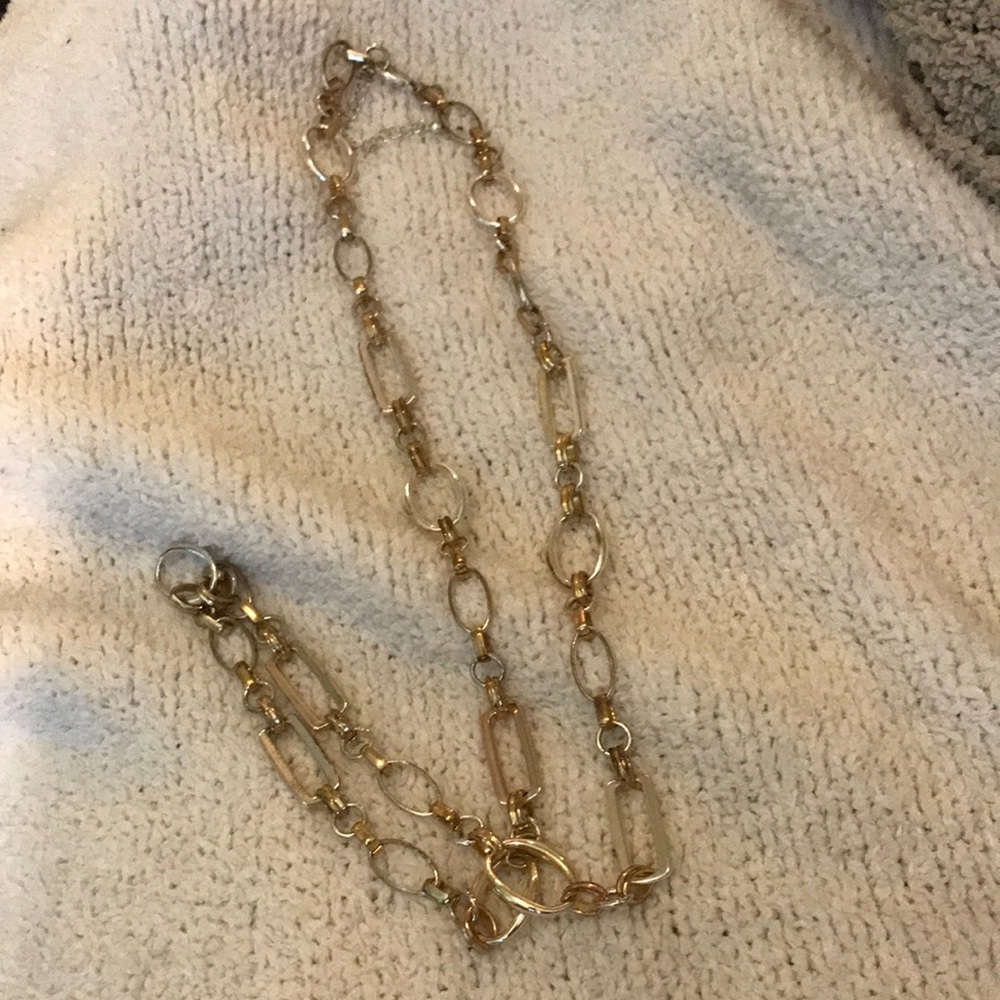 Gold & Silver Geometric Link Necklace - Women's Jewelry